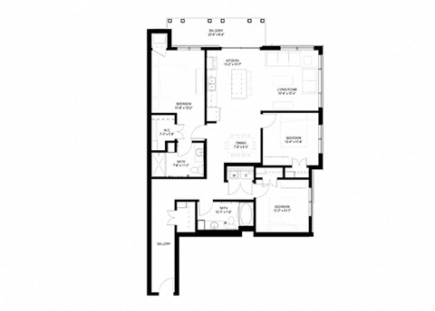 Floor plan for 3 beds, 2 baths, 1439 sqft